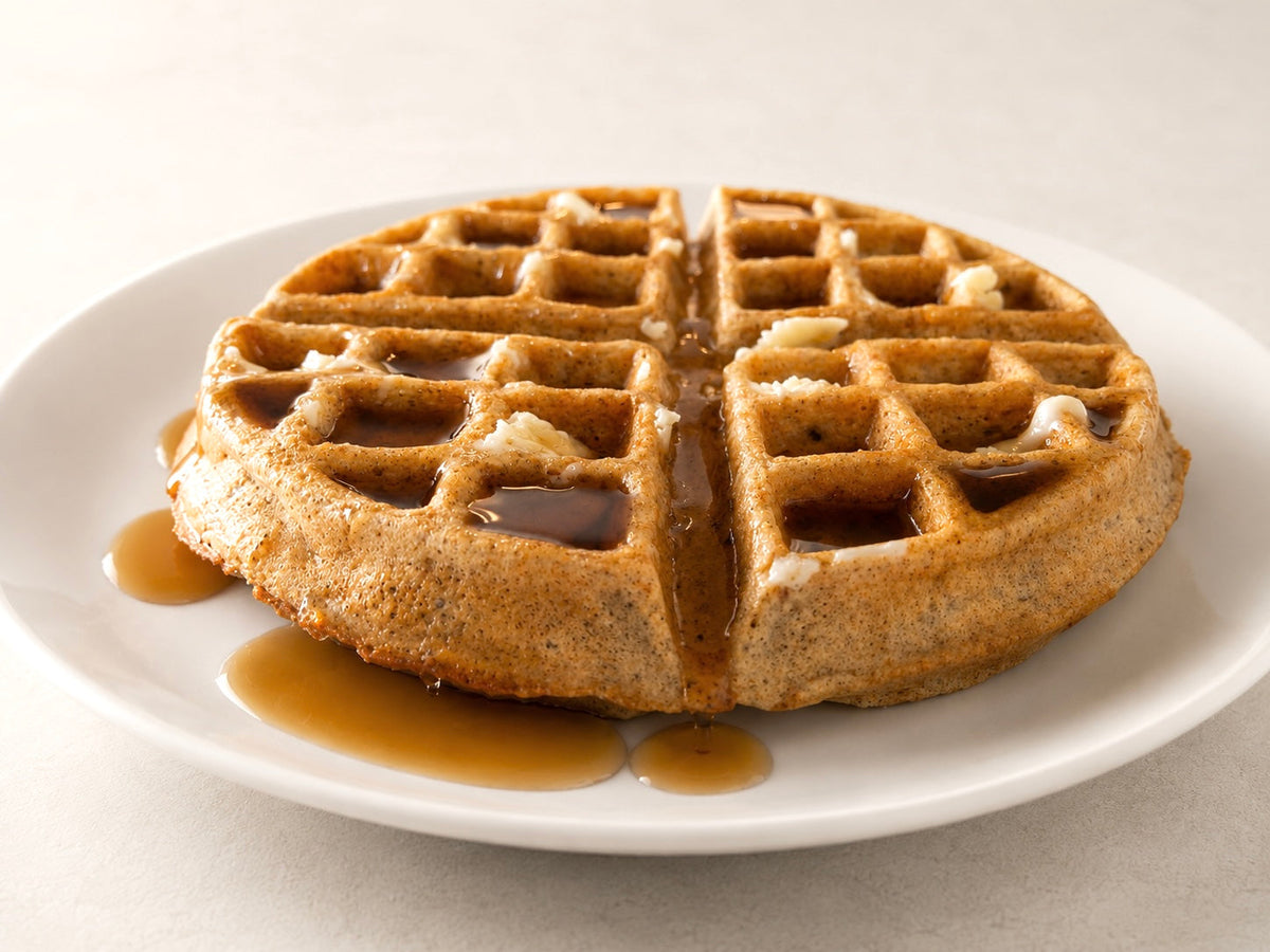 Picture of a large whole wheat waffle